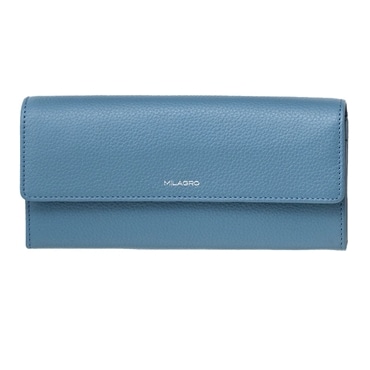 MILAGRO シュリンクレザー・ギャルソン長財布・サックスブルー
