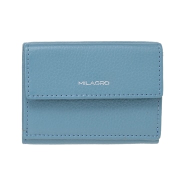 MILAGRO シュリンクレザー・3つ折り財布・サックスブルー