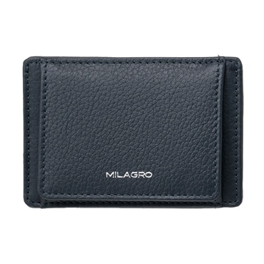 MILAGRO シュリンクレザー・薄型コイン＆パスケース・ネイビー