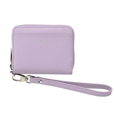 MILAGRO シュリンクレザー・ストラップ付き ラウンドジップ蛇腹カードウォレット・ラベンダー