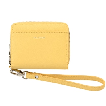 MILAGRO シュリンクレザー・ストラップ付き ラウンドジップ蛇腹カードウォレット・イエロー