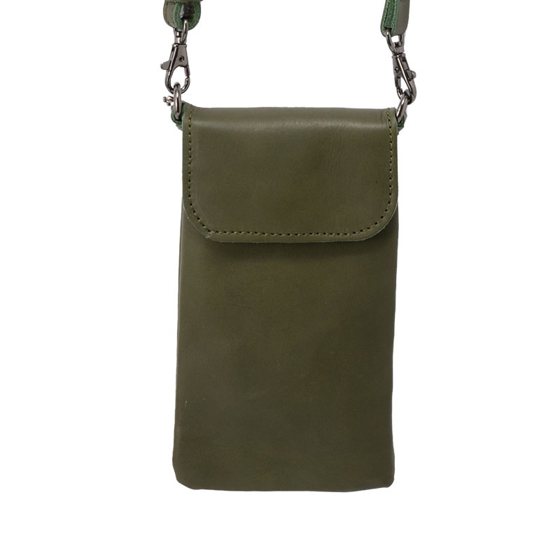ANON ナチュラルレザー・スマホショルダー・グリーン