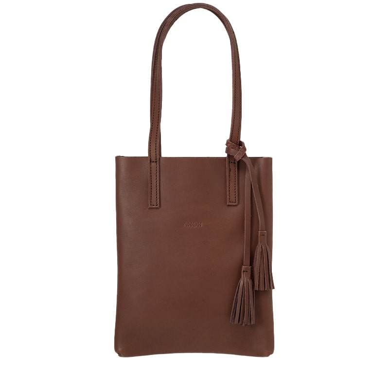 ANON ナチュラルレザー・ミニトートバッグ・レッドブラウン