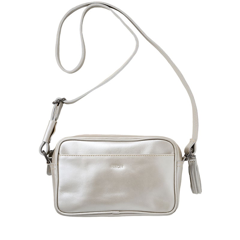 ANON ナチュラルレザー・スクエアショルダーバッグ・シャンパンゴールド