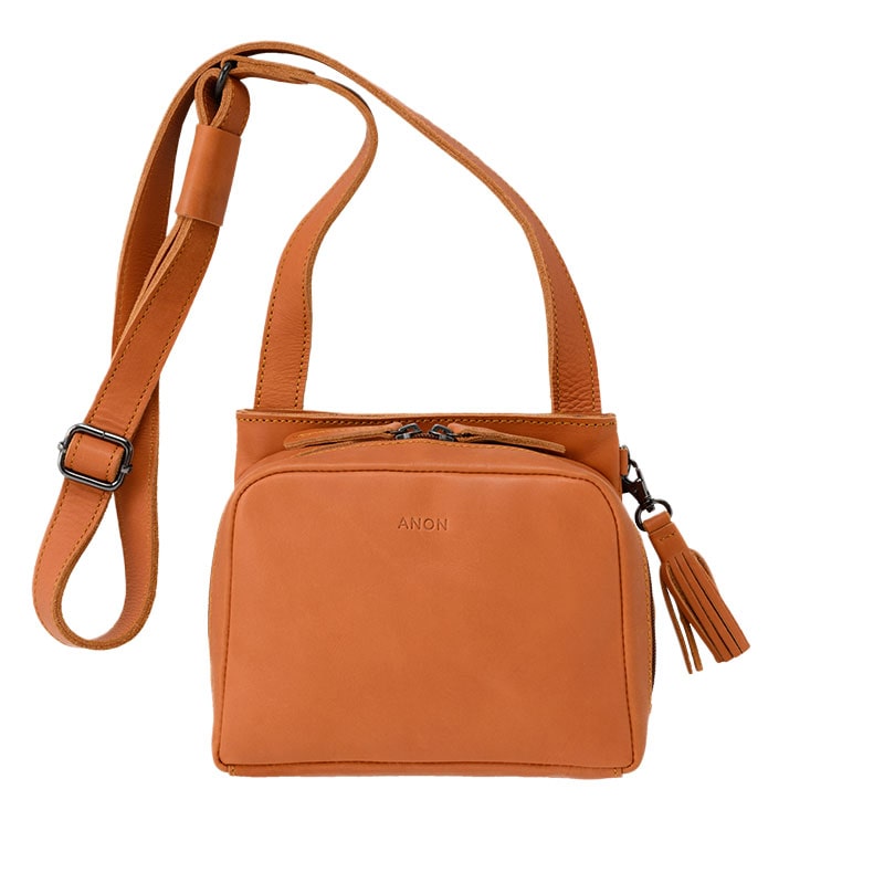 ANON ナチュラルレザー・スモールショルダーバッグ・コニャック