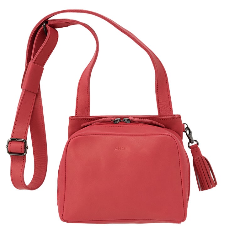 ANON ナチュラルレザー・スモールショルダーバッグ・レッド