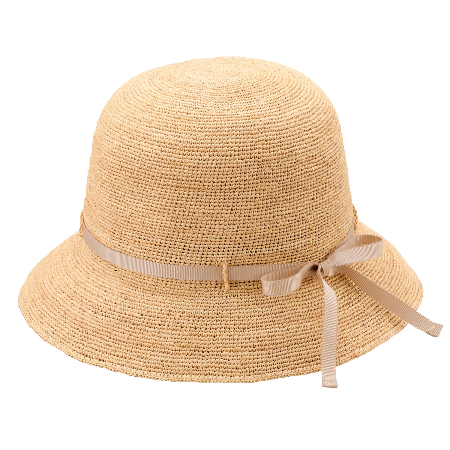 田中帽子店 Gina（ジーナ）ラフィア ショートクロッシェ・S-ピンクリボン