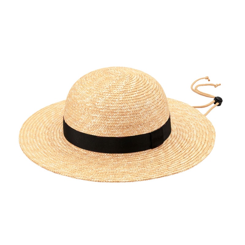 田中帽子店 Roger（ロジャー）麦わら つば広丸型ハット・L-ブラックリボン