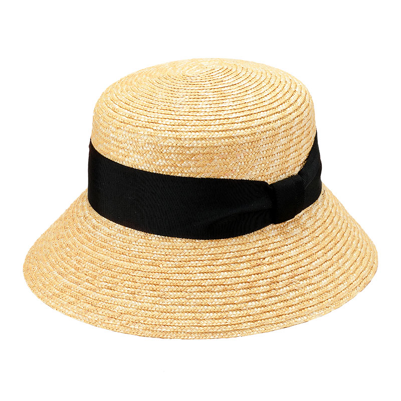 田中帽子店 Anika（アニカ）麦わら 女優帽・M-ブラックリボン