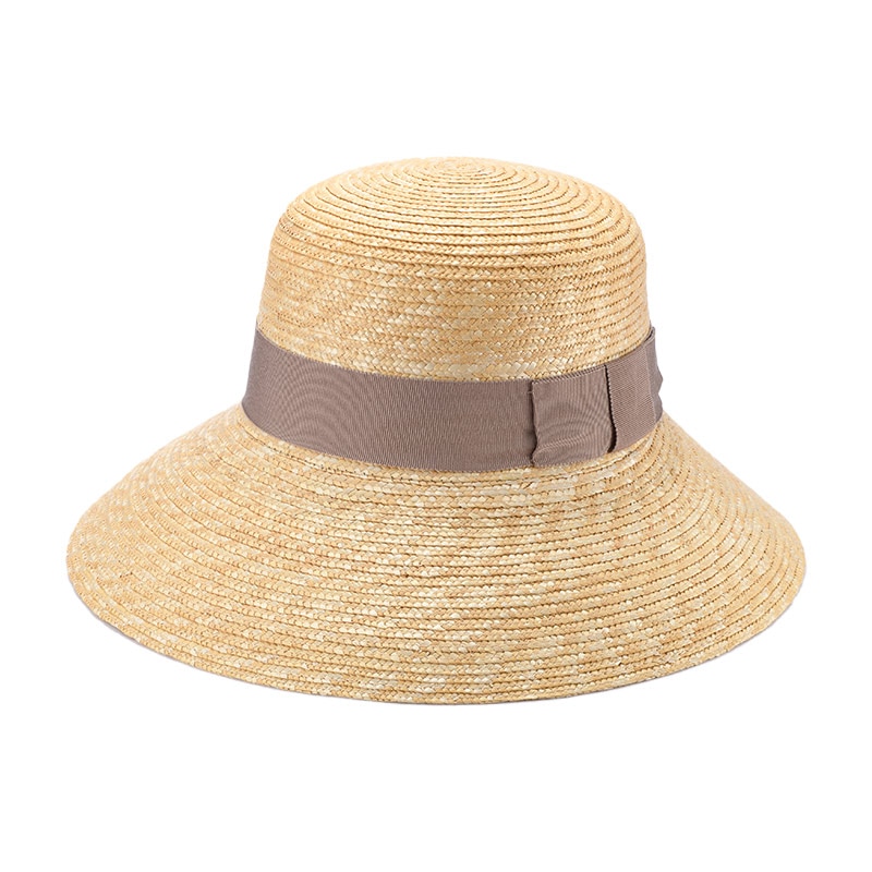 田中帽子店 Stella（ステラ）麦わら つば長 女優帽・L-グレージュリボン