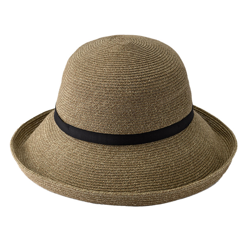田中帽子店 Alena（アレナ）麻調ブレード・つば広キャペリンハット・M-ブラウン