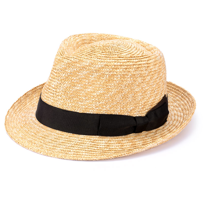 田中帽子店 Faro（ファーロ）麦わら 中折れハット・ブラック＆チョコリボン