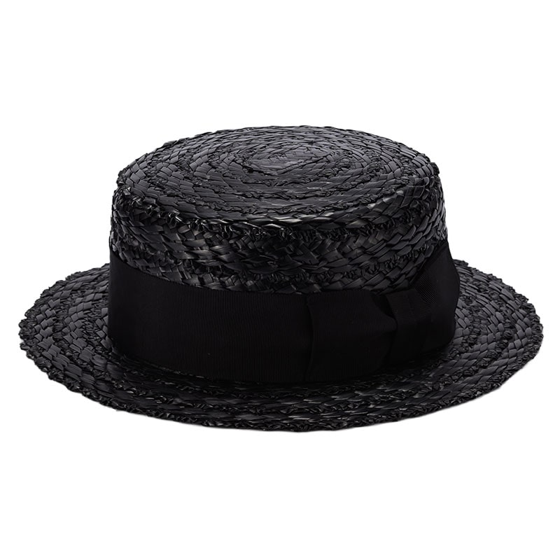 田中帽子店 Orge（オルジュ）花麦カンカン帽・M-ブラック