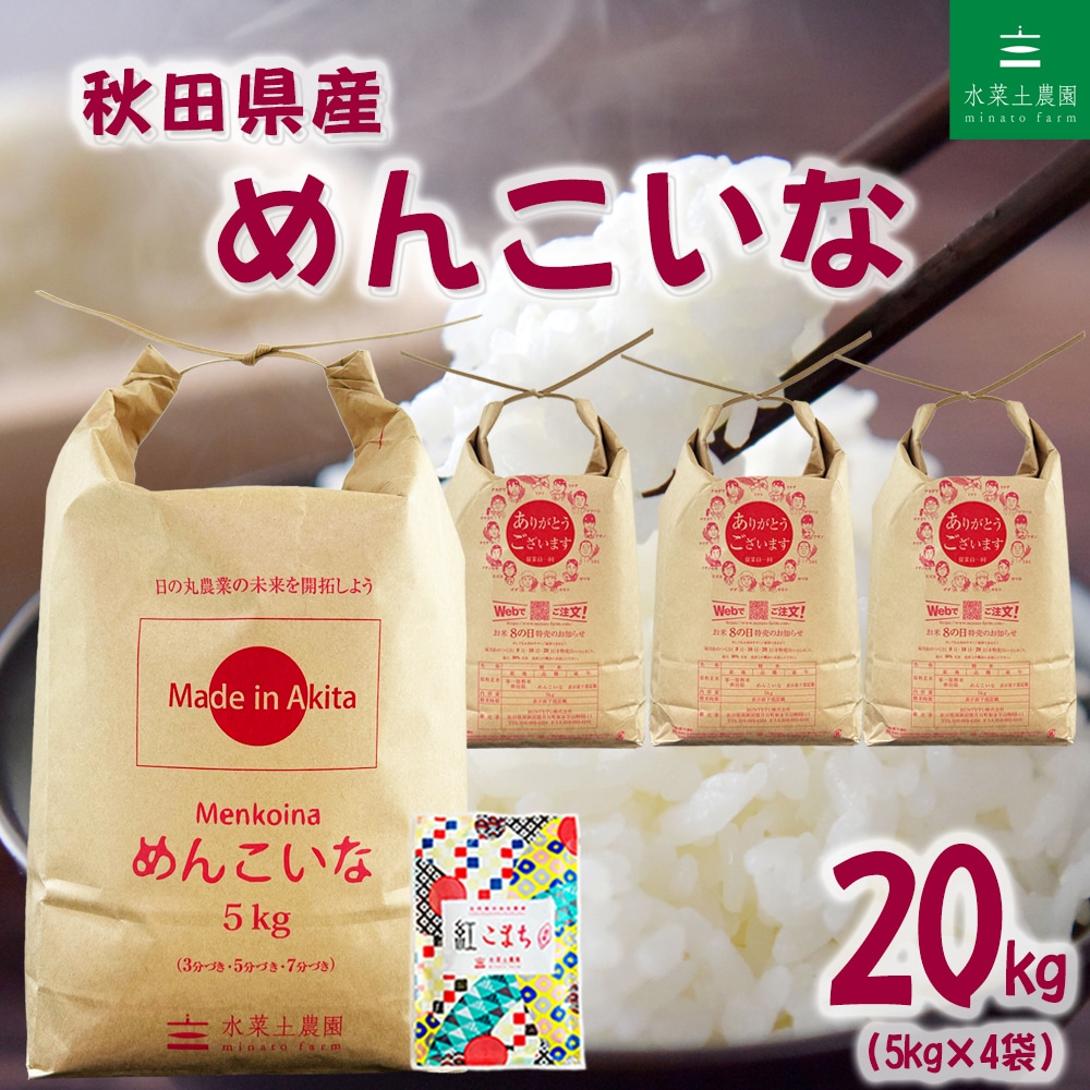 秋田県産 めんこいな 精米 20kg（5kg×4袋）令和7年産 古代米お試し袋付き