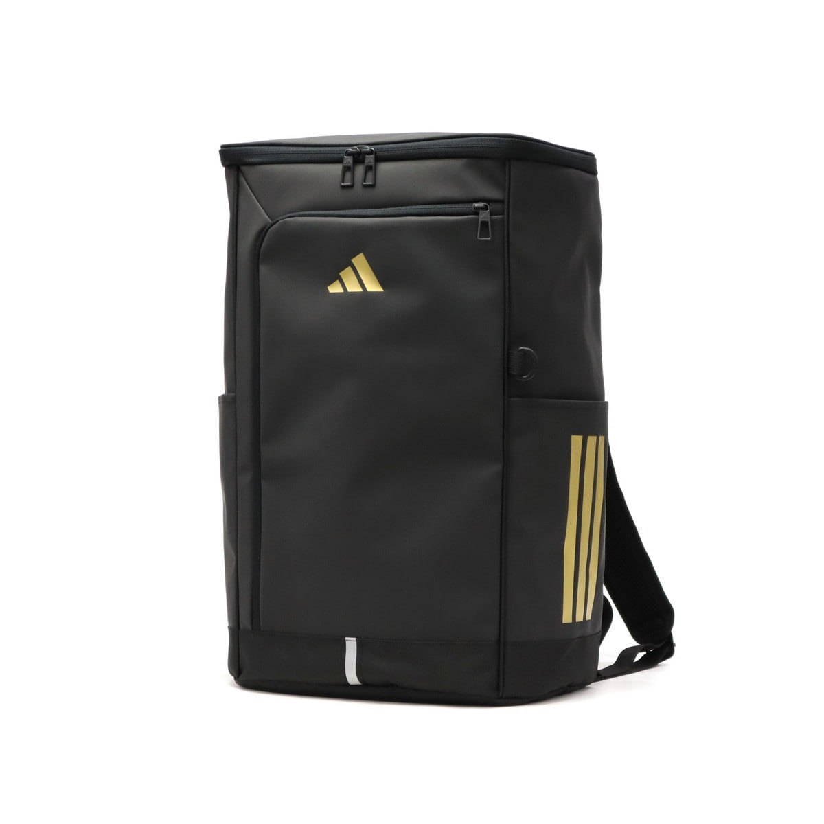 アディダス リュック メンズ レディース 大容量 adidas スクールリュック リュックサック おしゃれ 軽量 ボックスリュック ボックス スクエア 通学 学生 部活 旅行 35L B4 A4 PC収納 15.6inch 68572 新作 2025 ブラック×マットゴールド