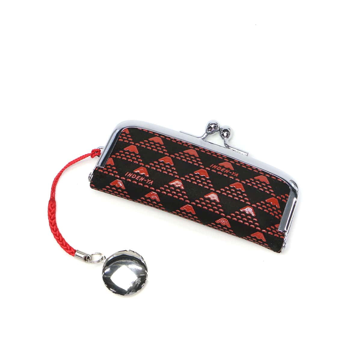 【メール便】 印傳屋 印鑑ケース 朱肉付き シャチハタ おしゃれ ブランド INDEN-YA がま口 印鑑入れ はんこケース ハンコ入れ はんこ入れ 女性 プレゼント 鹿革 革小物 印伝屋 上原勇七 甲州印伝 日本製 たかね 325印鑑入 2806 たかね(黒×赤)