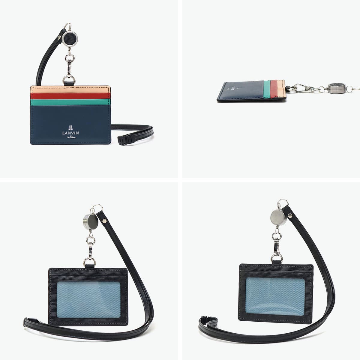 ランバン オン ブルー IDケース メンズ 本革 LANVIN en Bleu IDカードホルダー IDカードケース ブランド レザー 牛革 革 ネックストラップ リール付き おしゃれ 軽量 カード スタンパ 522606 キャメル