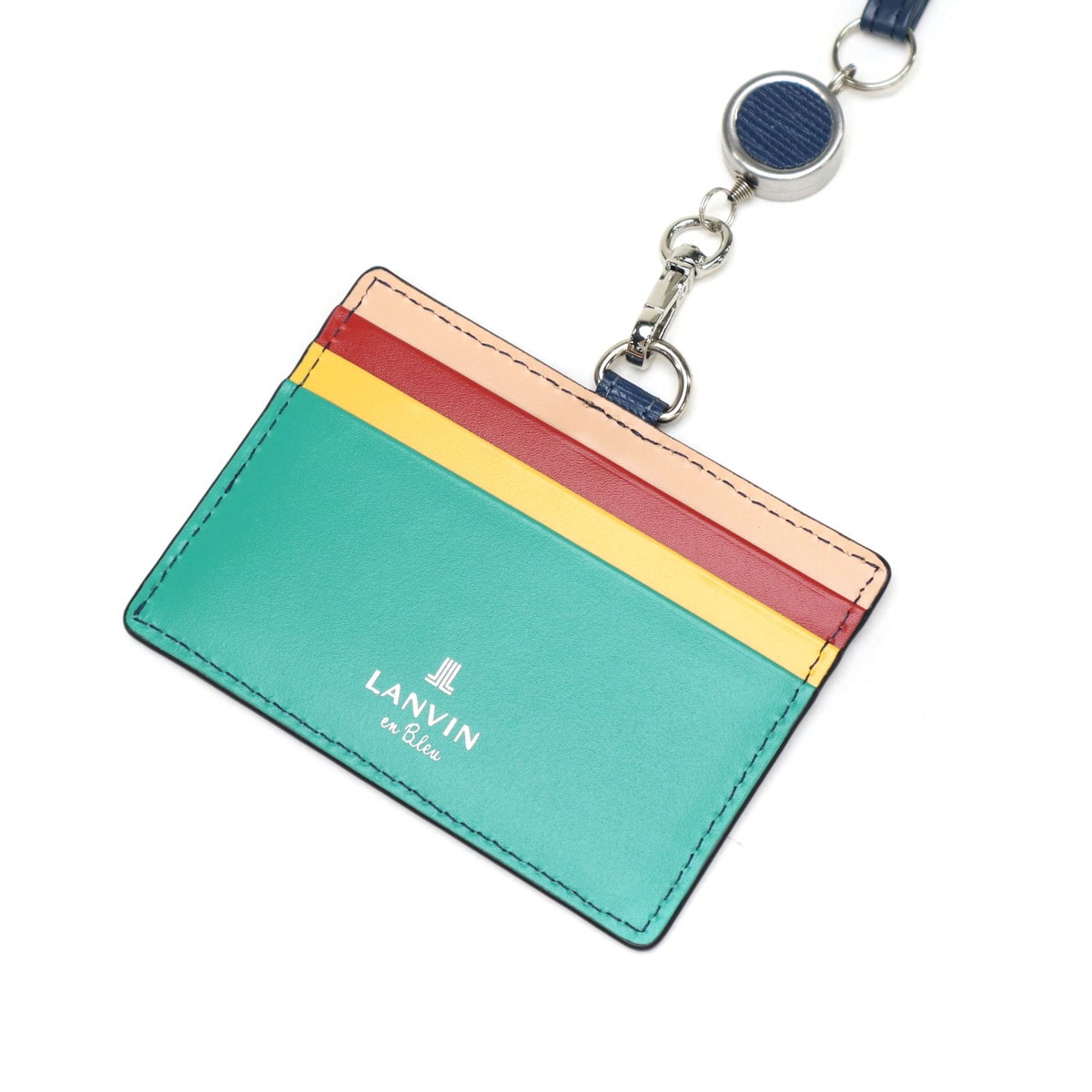 ランバン オン ブルー IDケース メンズ 本革 LANVIN en Bleu IDカードホルダー IDカードケース ブランド レザー 牛革 革 ネックストラップ リール付き おしゃれ 軽量 カード スタンパ 522606 キャメル