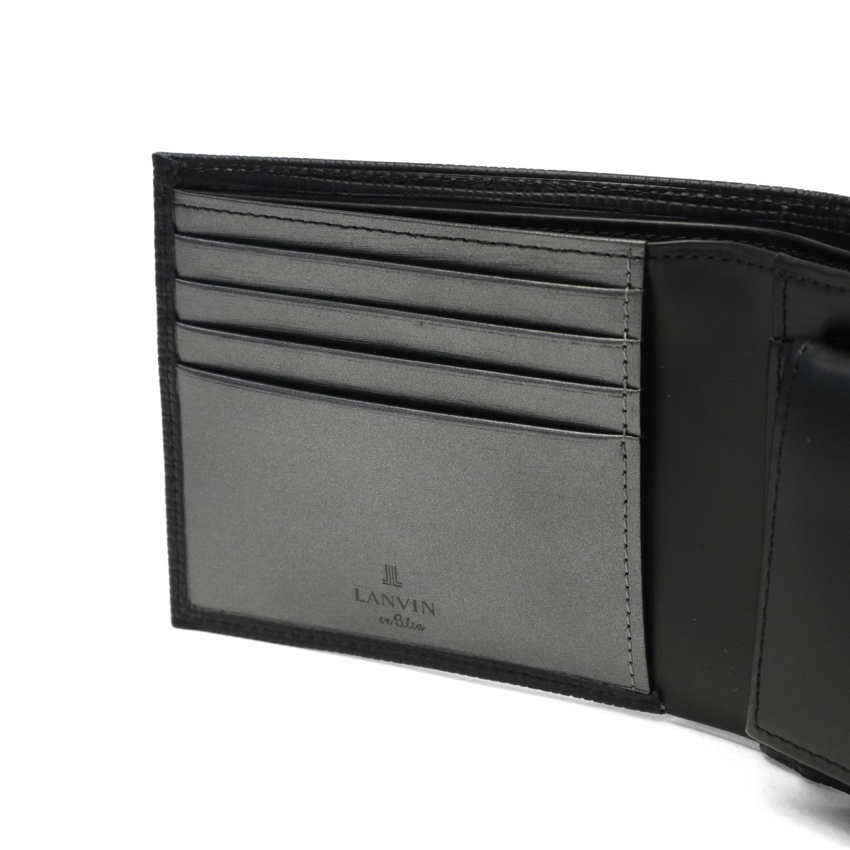ランバン オン ブルー 二つ折り財布 メンズ 財布 小銭入れあり LANVIN en Bleu ブランド 大人 上品 コンパクト 軽量 二つ折り 二つ折 革財布 小さめ 高級感 レザー 本革 革 おしゃれ プレゼント ゼブダ 529614 クロ