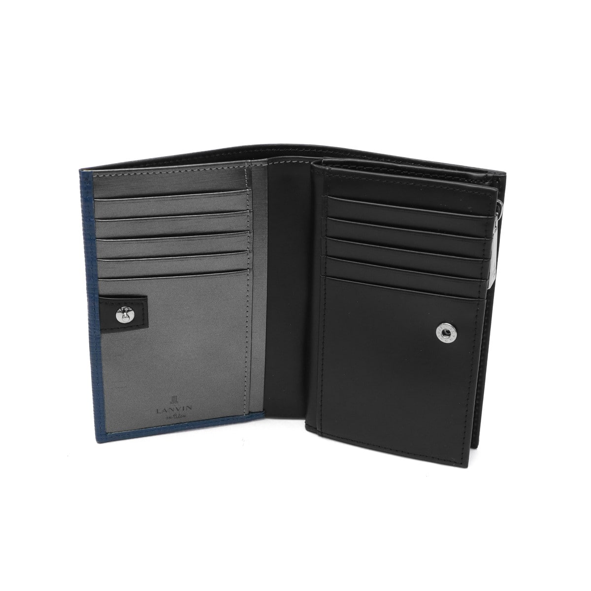 ランバン オン ブルー 二つ折り財布 メンズ ブランド LANVIN en Bleu 財布 小銭入れあり シンプル 二つ折り 二つ折 本革 牛革 革 レザー 大容量 ブラック 黒 グレー 白 青 おしゃれ 上品 ゼブダ 529615 クロ