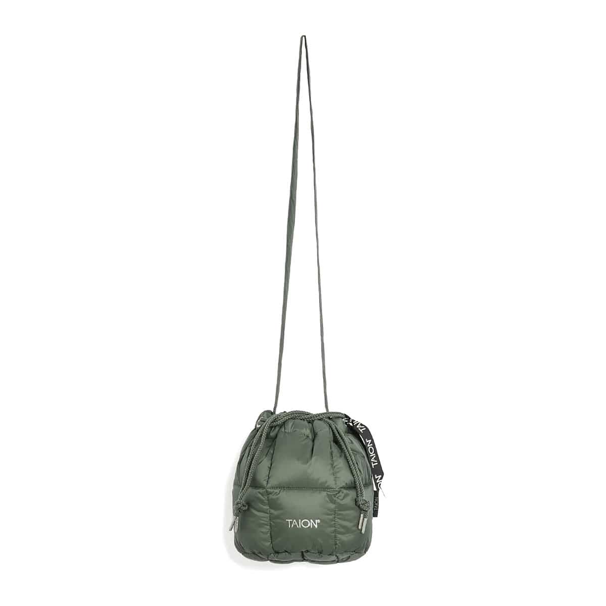 タイオン ショルダーバッグ メンズ レディース TAION バッグ 斜めがけ 軽量 軽い 小さめ コンパクト ブランド 巾着 ショルダー ダウン 800FP 洗える BASIC LINE ドローストリング ダウンバッグS TAION-DST01-S D.SAGEGREEN