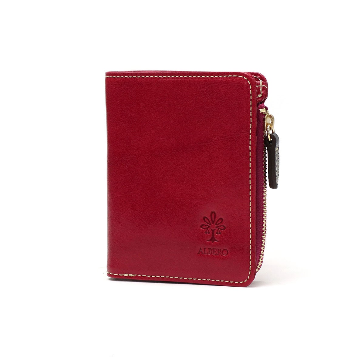 アルベロ 財布 ALBERO 二つ折り 二つ折り財布 PIERROT ピエロ 小銭入れ 縦型 薄い 本革 革 レザー レディース 6434