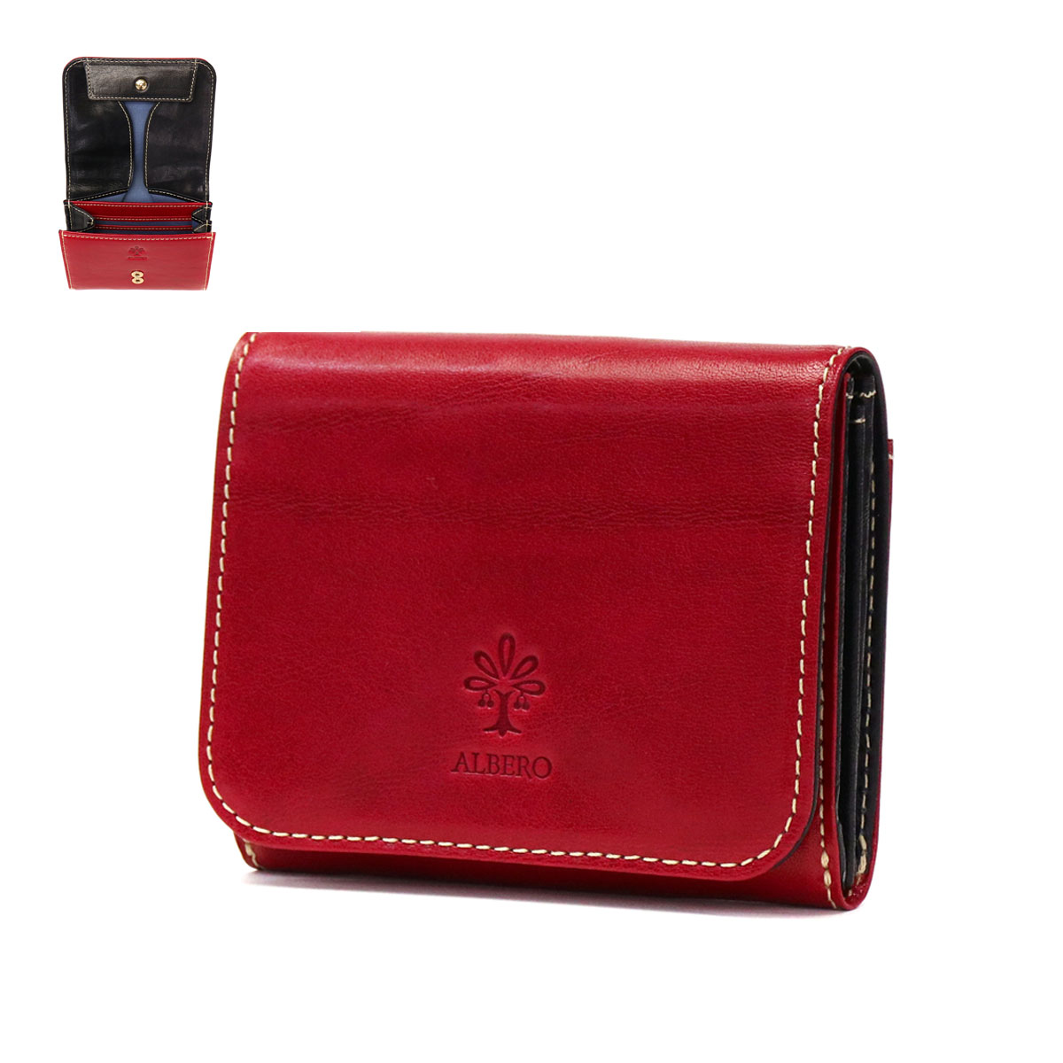 アルベロ 財布 ALBERO 二つ折り 二つ折り財布 PIERROT ピエロ 小銭入れ 軽い ミニ財布 ギフト 本革 革 日本製 レザー レディース 6435