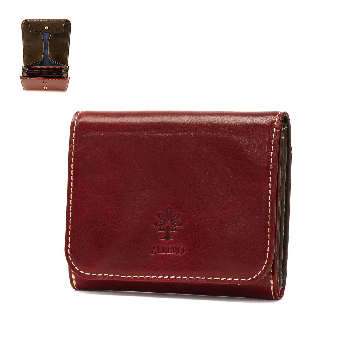 アルベロ 財布 ALBERO 二つ折り 二つ折り財布 PIERROT ピエロ 小銭入れ 軽い ミニ財布 ギフト 本革 革 日本製 レザー レディース 6435