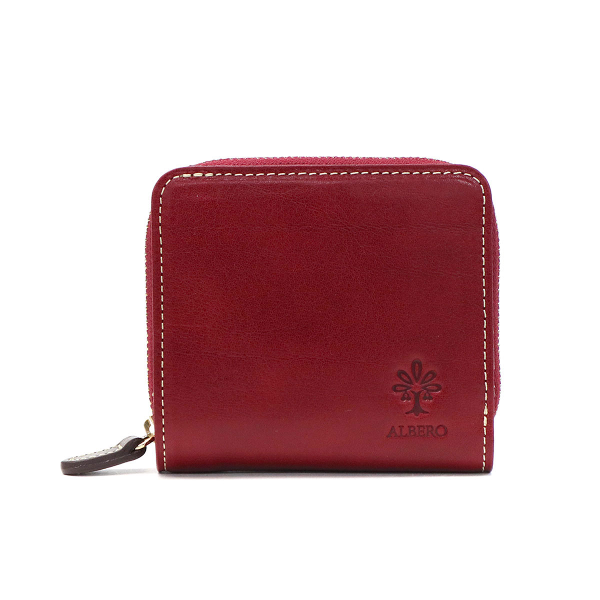 アルベロ 二つ折り財布 ALBERO 財布 PIERROT ピエロ 二つ折り 小銭入れ 小さめ ミニ コンパクト 本革 革 レザーラウンドファスナー ウォレット おしゃれ かわいい ナチュラル ブランド レディース 6430