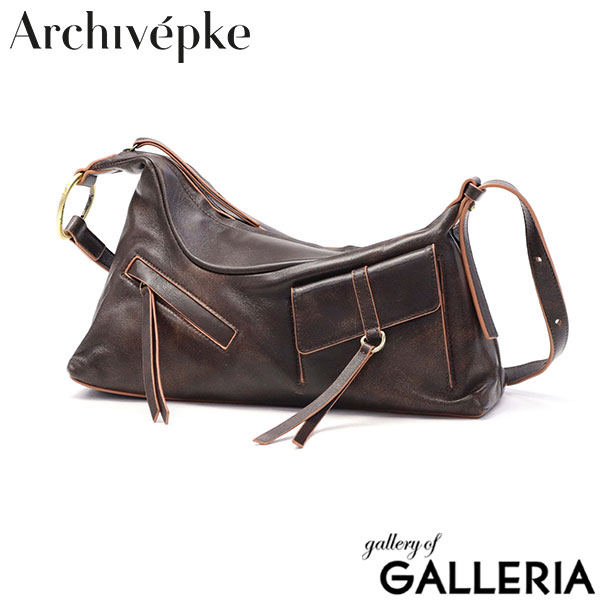アーカイブエプク ショルダーバッグ レディース Archivepke 肩掛け ハンドバッグ 手持ち 軽量 レザー 革 羊革 上品 小さめ コンパクト 横型 可愛い 大人 A5 Rider shoulder bag OVBAX25032