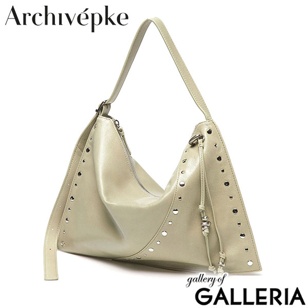 アーカイブエプク トートバッグ レディース ファスナー付き Archivepke レザー 革 肩掛け ハンドバッグ 軽量 軽い マチなし 手持ち 横型 上品 可愛い スタッズ おしゃれ B5 Freckle fold bag OVBAX25027
