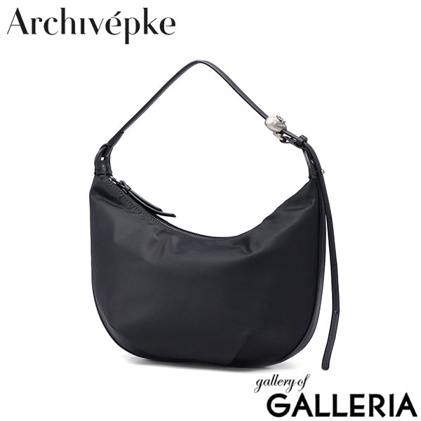 アーカイブエプク トートバッグ レディース ファスナー付き 布 Archivepke 軽量 小さめ ホーボーバッグ ナイロン ハーフムーン ハンドバッグ 肩掛け 大人 かわいい おしゃれ 軽い A5 黒 Luv moon bag (Nylon) OVBAX25102