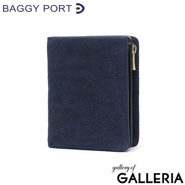 バギーポート 二つ折り財布 メンズ レディース ブランド 札 小銭 BAGGY PORT 本革 革 レザー 財布 シンプル ファスナー 藍染め ヌバック コンパクトハーフ財布 ZYS-492