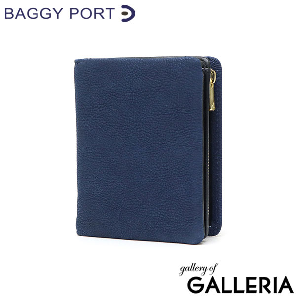 バギーポート 二つ折り財布 メンズ レディース ブランド 札 小銭 BAGGY PORT 本革 革 レザー 財布 シンプル ファスナー 藍染め ヌバック コンパクトハーフ財布 ZYS-492
