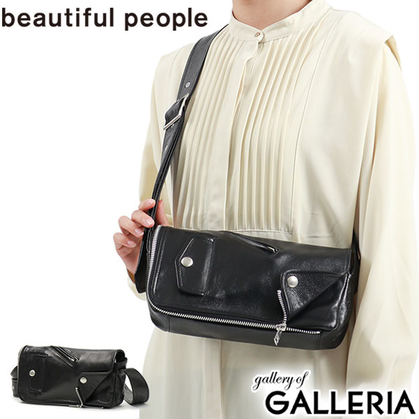 ビューティフルピープル ショルダーバッグ beautiful people ライダース フラップ ショルダー バッグ ミニショルダー レザー 本革 ヴィンテージ 日本製 斜めがけ 小さめ 軽い 黒 カジュアル レディース 611974