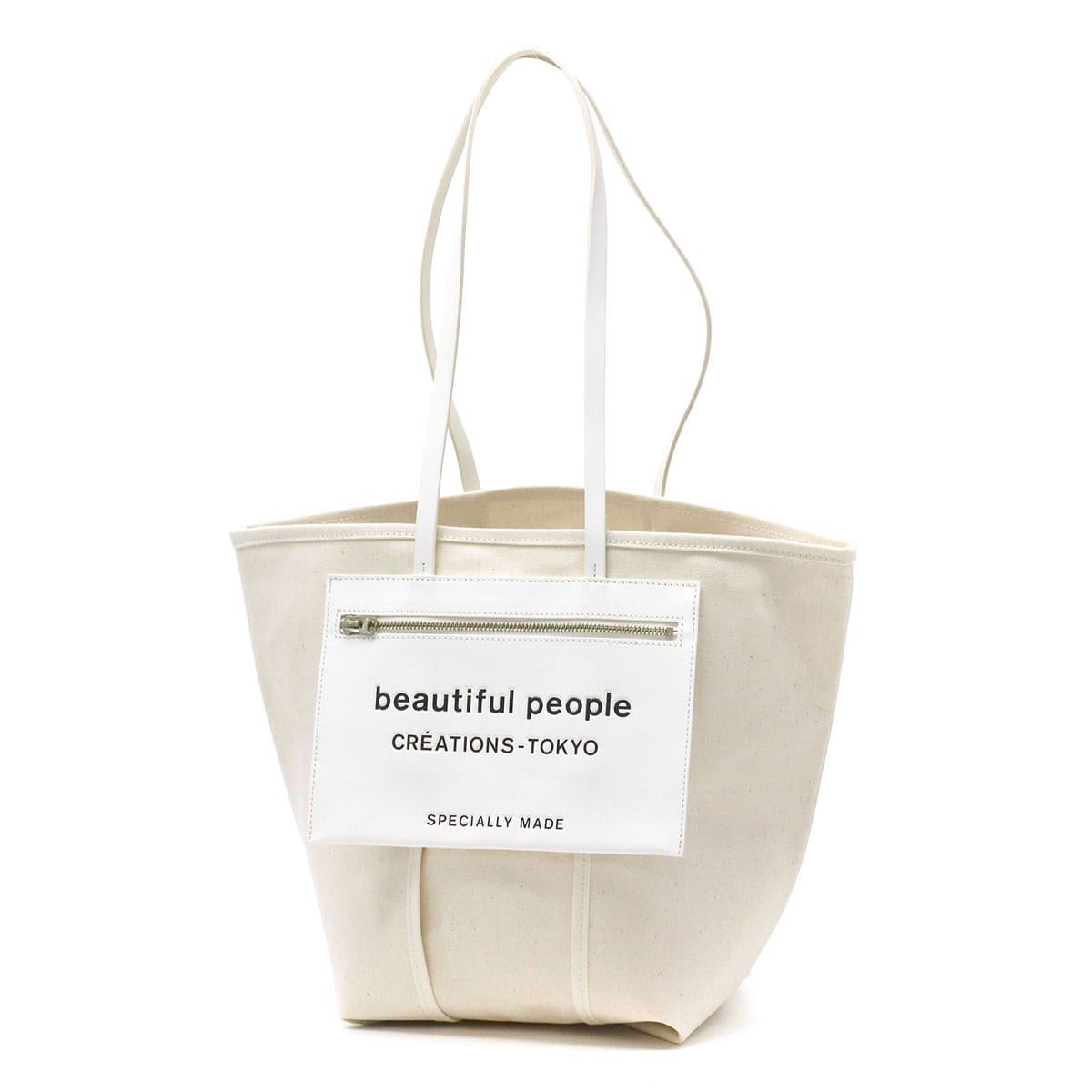 【セール】ビューティフルピープル トートバッグ キャンバス beautiful people lining logo pocket tote bag トート バッグ 大きめ コットン 通学 通勤 A4 日本製 レディース 7215611968 611968