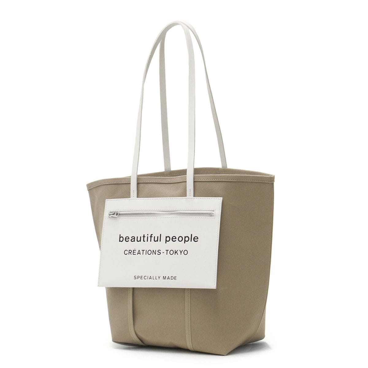【セール】ビューティフルピープル トートバッグ キャンバス beautiful people lining logo pocket tote bag トート バッグ 大きめ コットン 通学 通勤 A4 日本製 レディース 7215611968 611968