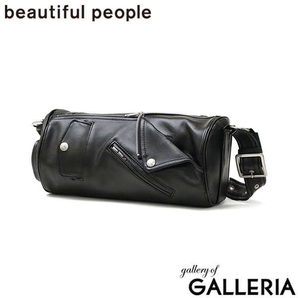 ビューティフルピープル ショルダーバッグ レディース メンズ ブランド おしゃれ 軽量 beautiful people バッグ ショルダー 斜めがけ ライダース レザー 横型 大人 黒 excerption riders cylinder bag 612003