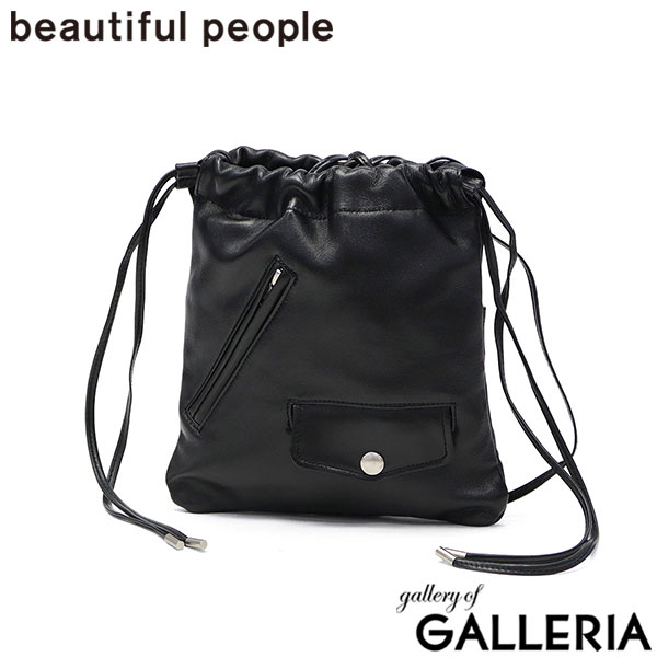 ビューティフルピープル ショルダーバッグ レディース メンズ ブランド 小さめ 巾着 beautiful people 軽量 バッグ ショルダー 斜めがけ レザー おしゃれ 大人 A5 excerption riders drawstring bag 612001