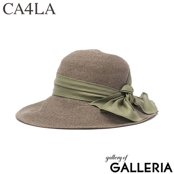 CA4LA ハット 帽子 レディース 春夏 春 夏 カシラ キャペリンハット 日除け帽子 つば広 深め エレガント つば広帽子 上品 きれいめ 女性 大人 おしゃれ 高級感 ホワイト リボン 日本製 YELL BRAID6 ONM-01888