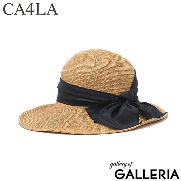 CA4LA ハット 帽子 レディース 春夏 春 夏 カシラ キャペリンハット 日除け帽子 つば広 深め エレガント つば広帽子 上品 きれいめ 女性 大人 おしゃれ 高級感 ホワイト リボン 日本製 YELL BRAID6 ONM-01888