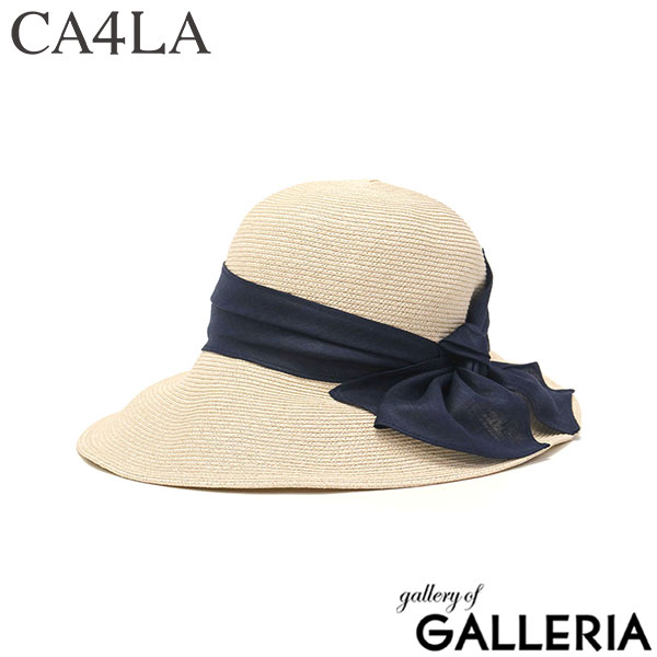 CA4LA ハット 帽子 レディース 春夏 春 夏 カシラ キャペリンハット 日除け帽子 つば広 深め エレガント つば広帽子 上品 きれいめ 女性 大人 おしゃれ 高級感 ホワイト リボン 日本製 YELL BRAID6 ONM-01888