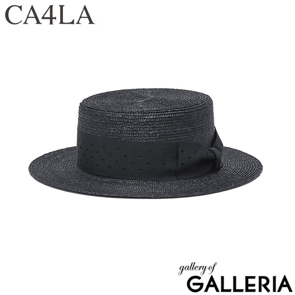 CA4LA ハット 帽子 レディース 春夏 春 夏 カシラ カンカン帽 麦わら帽子 麦わら 日除け帽子 浅め ブランド リボン 上品 きれいめ 女性 大人 おしゃれ 高級感 ブラック 無地 かわいい 日本製 HOLE TAM-02680