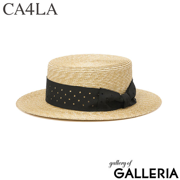 CA4LA ハット 帽子 レディース 春夏 春 夏 カシラ カンカン帽 麦わら帽子 麦わら 日除け帽子 浅め ブランド リボン 上品 きれいめ 女性 大人 おしゃれ 高級感 ブラック 無地 かわいい 日本製 HOLE TAM-02680