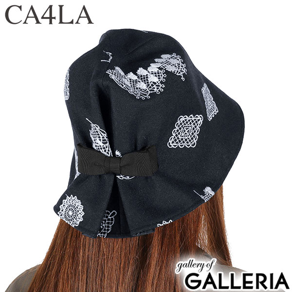 CA4LA ハット レディース 秋冬 秋 冬 カシラ 帽子 チューリップハット おしゃれ ブランド かわいい 可愛い レース モチーフ すずらん 花 刺繍 リボン ゴム フィット 日本製 LILY OF THE VALLEY KTZ02627