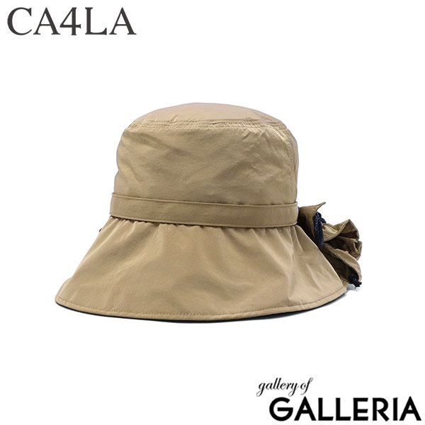 CA4LA 帽子 ハット レディース つば広 洗濯機 カシラ ブランド おしゃれ UVカット 遮光 遮熱 撥水 防風 日よけ 日本製 秋 冬 可愛い リボン 手洗い 洗濯可 ポケッタブル フード ナイロン CLARISSE SHK01256