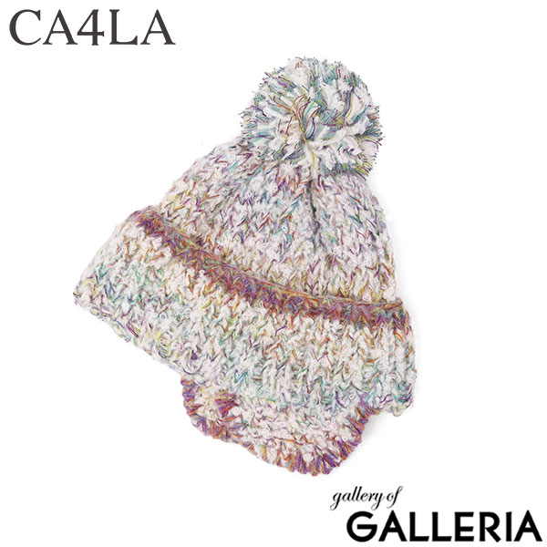 CA4LA ニット帽 レディース メンズ カシラ 帽子 耳あて 秋冬 おしゃれ かわいい ポンポン ブランド 防寒 耳付きニット ミックスカラー カラフル ふわふわ 日本製 STRAWBERRY TREE 7 TKU00438