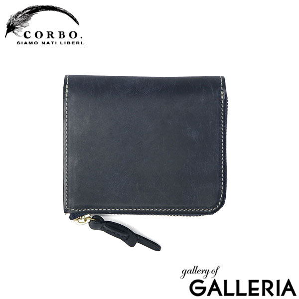 コルボ 二つ折り財布 メンズ レディース 本革 CORBO. 財布 日本製 ブランド 大人 札 小銭 小銭入れあり 小さめ 小さい コンパクト 革 レザー 牛革 プエブロ SLATE PUEBLO L字ファスナーコンパクト財布 1LN-1716