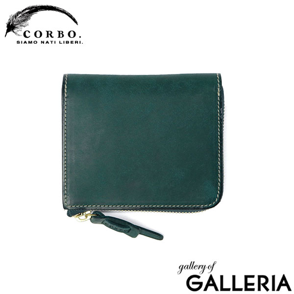 コルボ 二つ折り財布 メンズ レディース 本革 CORBO. 財布 日本製 ブランド 大人 札 小銭 小銭入れあり 小さめ 小さい コンパクト 革 レザー 牛革 プエブロ SLATE PUEBLO L字ファスナーコンパクト財布 1LN-1716