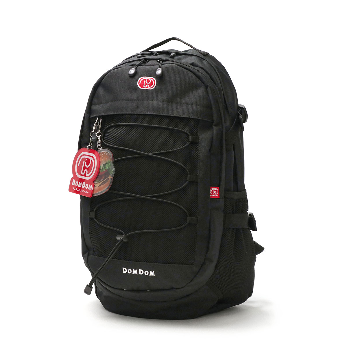 ドムドム リュック DOMDOM ドムドムハンバーガー リュックサック バックパック デイパック バッグ 通学 通学リュック B4 A4 30L 大きめ 大容量 軽量 撥水 どむぞうくん バンジーコード 女子 男子 黒 レディース メンズ DM001